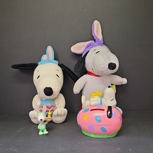 Snoopy Plush For Easter (2) Whitmans Pladtic Egg Bank And Snoopy And‎ Woodstock